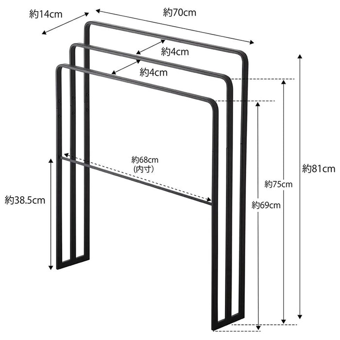 山崎実業 4979 4980 タワー 横から掛けられるバスタオルハンガー 3連