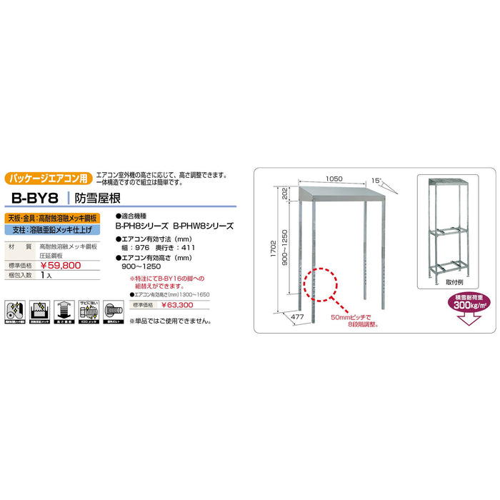 バクマ工業 B-BY8 パッケージエアコン室外ユニット架台 防雪屋根 1個