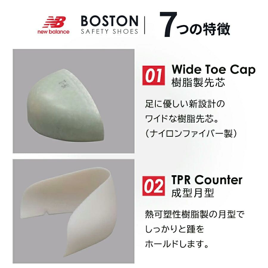 ニューバランス　BOSTON SAFETY SHOES　BOA　ホワイト＋ホワイト＋グレー