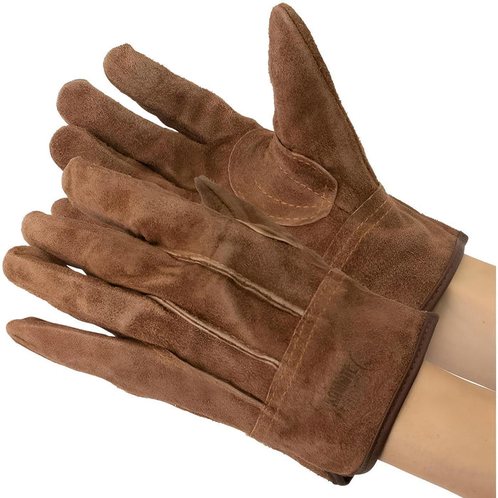 【ハイグレード】革手工房KS445　オイルブラウン牛床革　背縫い　オイル革手袋　　1双～