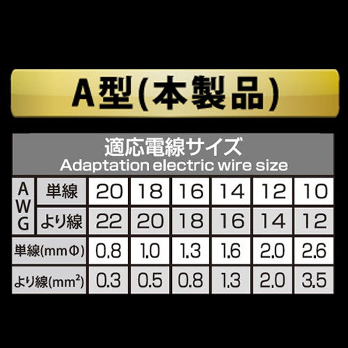 電源ストリップ作業に最適【黒金】ワイヤーストリッパ　バネ付き　A型　AWG20/18/19/14/12/10対応※単線